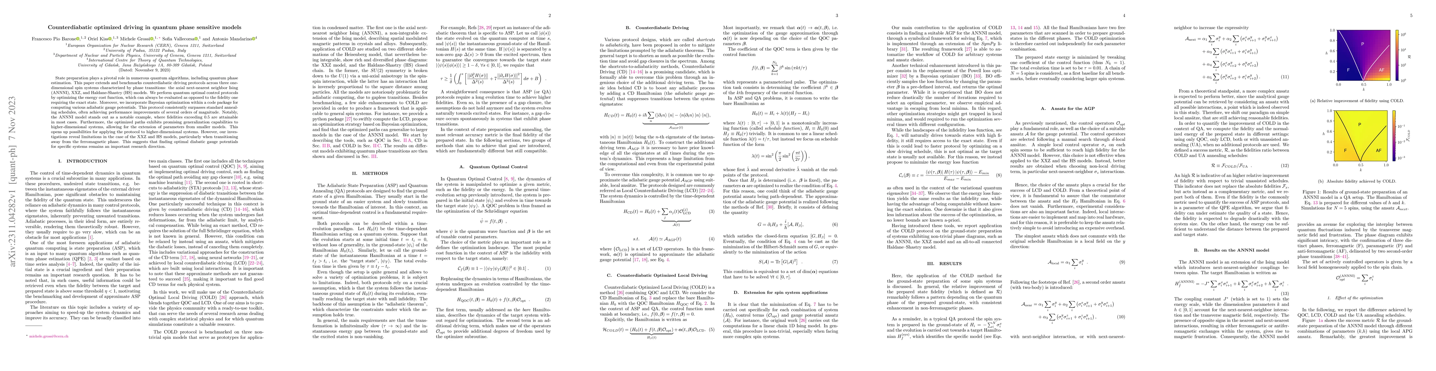 Thumbnail for Counterdiabatic optimized driving in quantum phase sensitive models