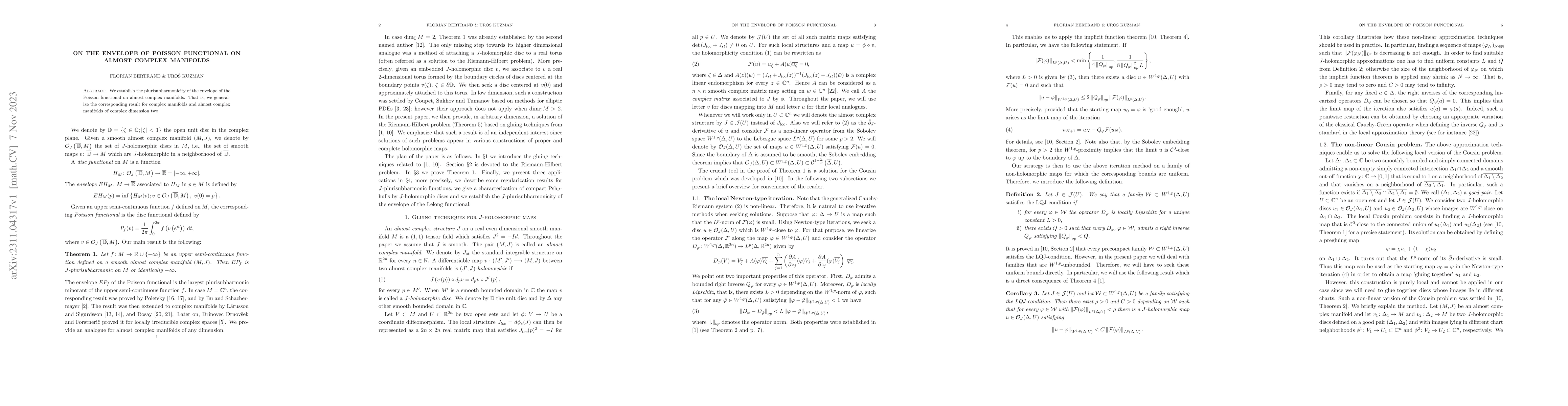 Thumbnail for On the envelope of Poisson functional on almost complex manifolds