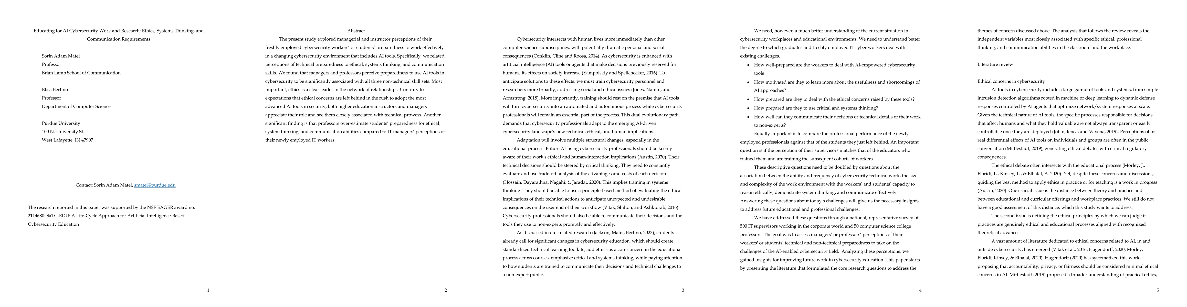 Thumbnail for Educating for AI Cybersecurity Work and Research: Ethics, Systems
  Thinking, and Communication Requirements
