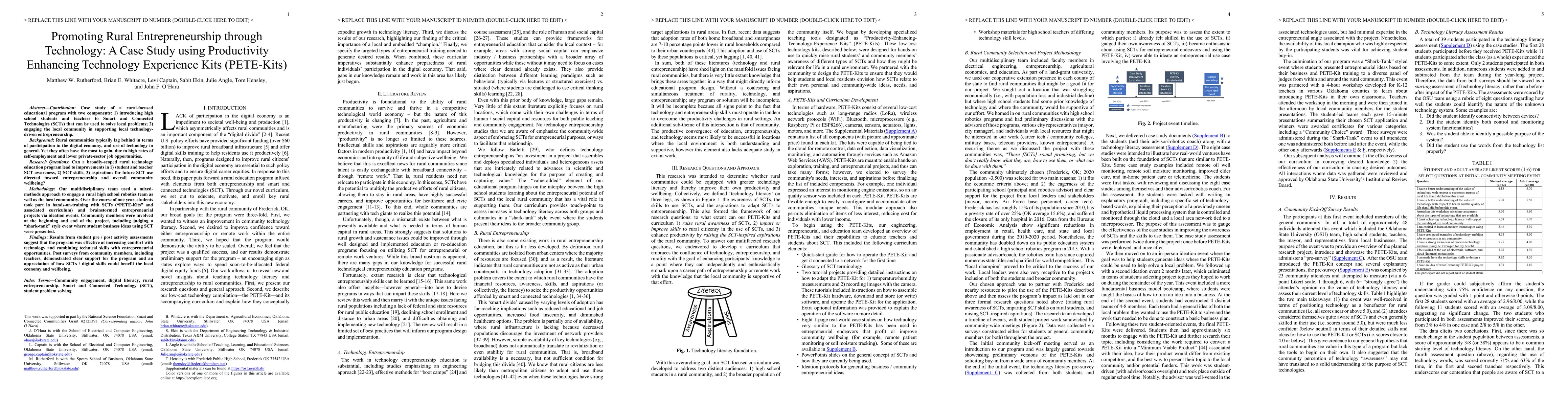 Thumbnail for Promoting Rural Entrepreneurship through Technology: A Case Study using
  Productivity Enhancing Technology Experience Kits (PETE-Kits)