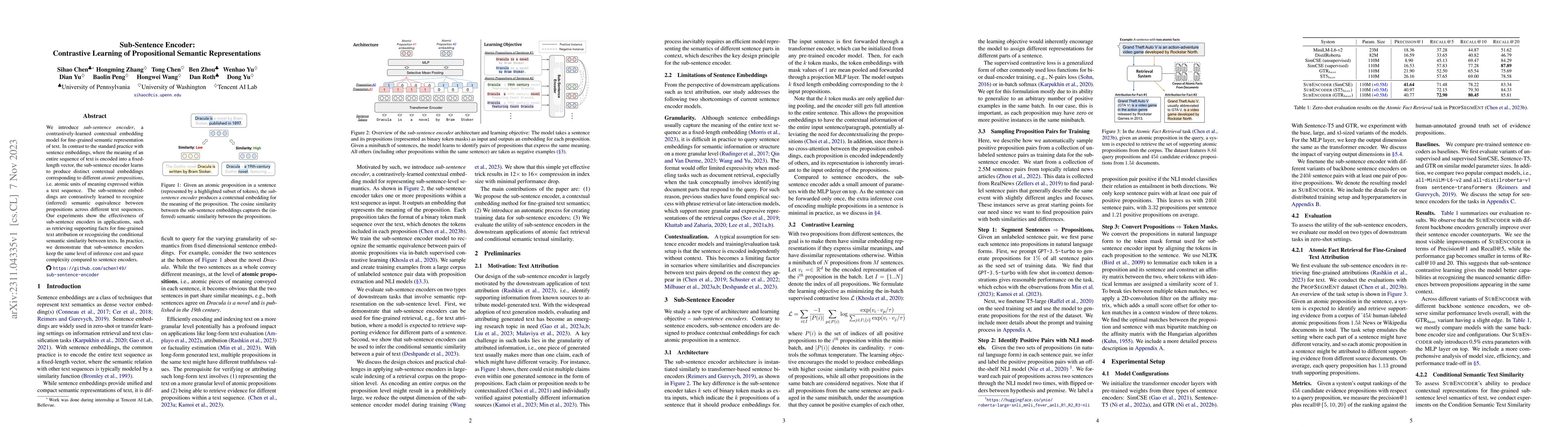 Thumbnail for Sub-Sentence Encoder: Contrastive Learning of Propositional Semantic
  Representations