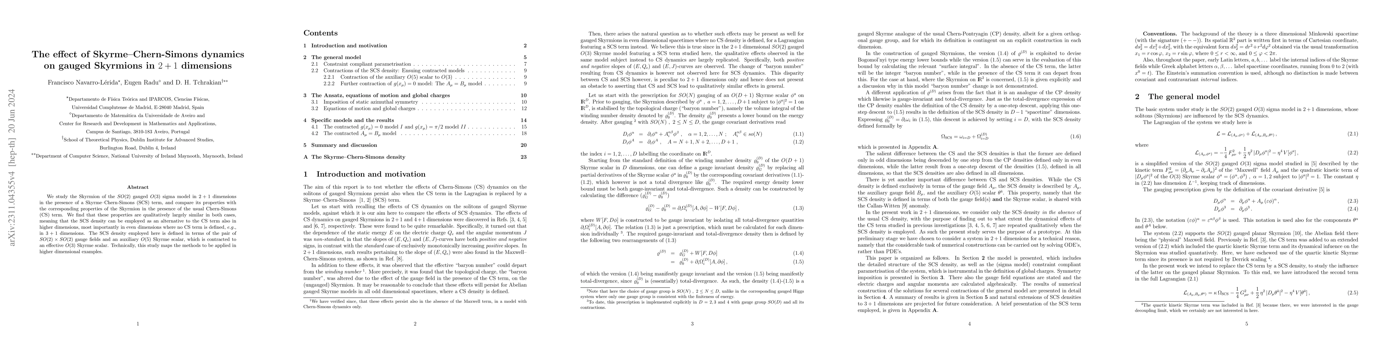 Thumbnail for The effect of Skyrme--Chern-Simons dynamics on gauged Skyrmions in $2+1$
  dimensions