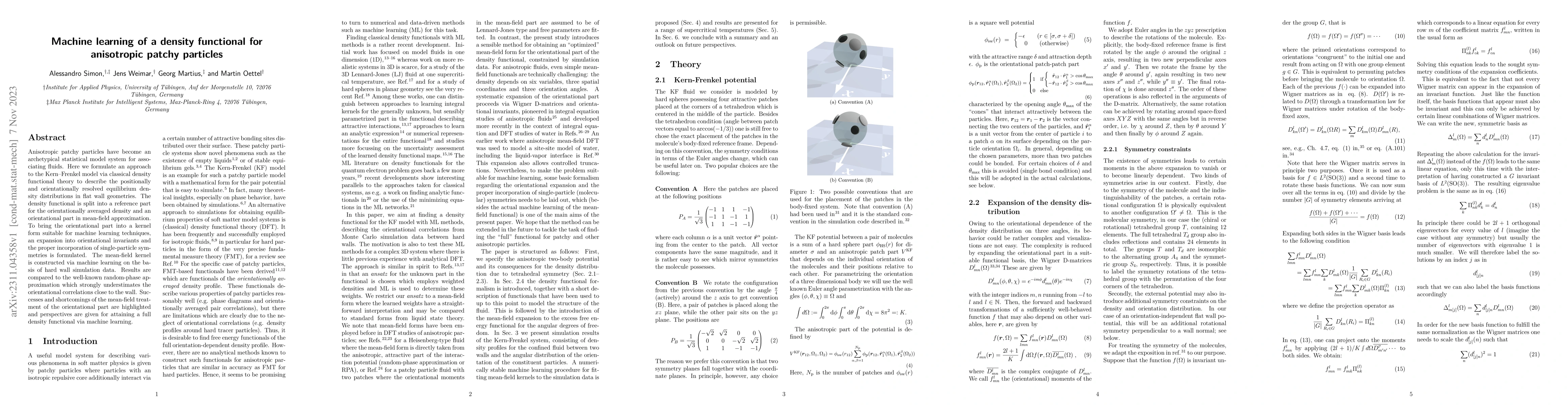 Thumbnail for Machine learning of a density functional for anisotropic patchy
  particles