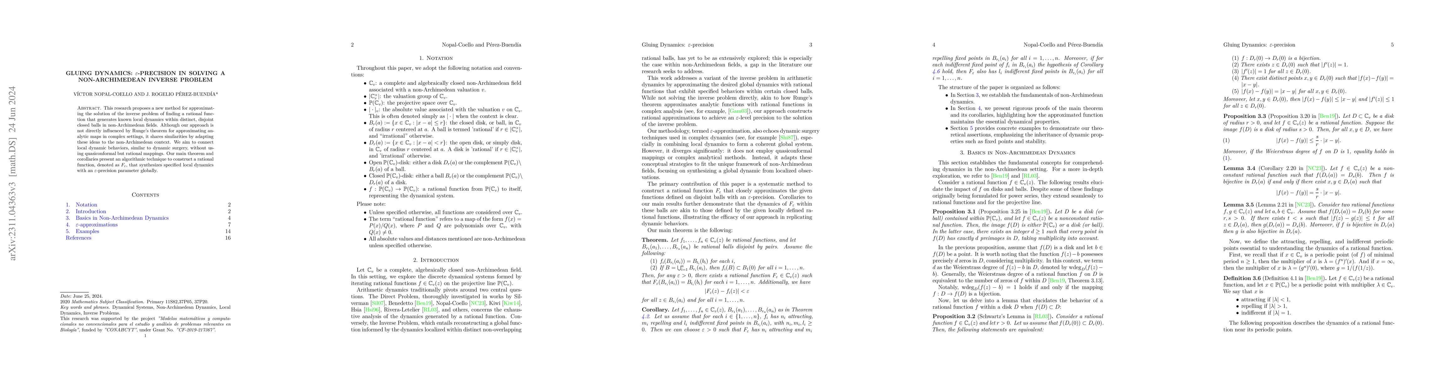 Thumbnail for Gluing Dynamics: $\varepsilon$-Precision in Solving a Non-Archimedean
  Inverse Problem
