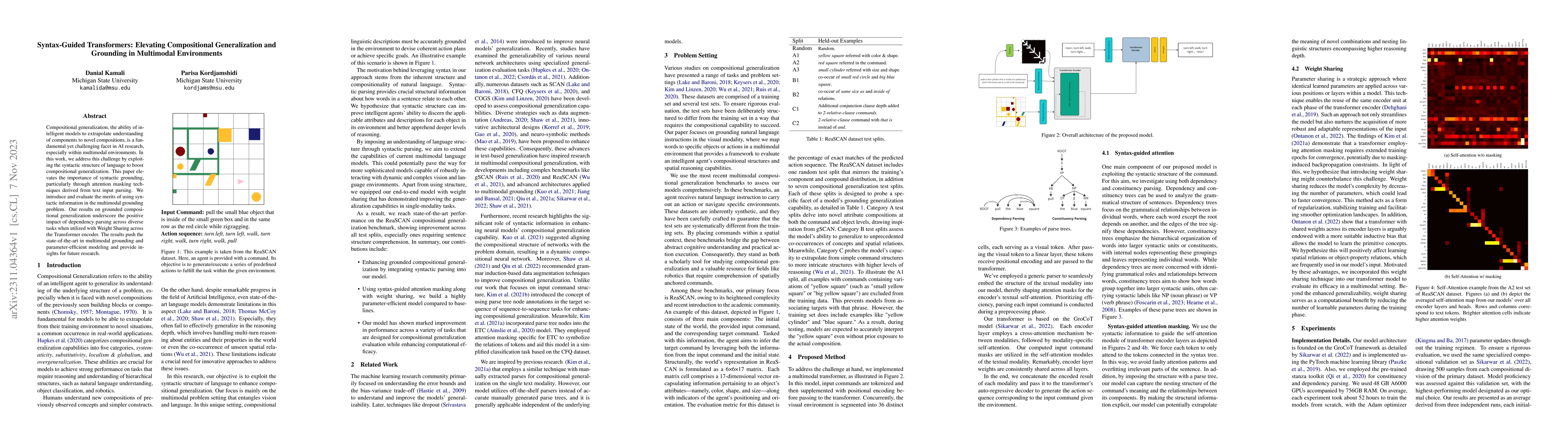 Thumbnail for Syntax-Guided Transformers: Elevating Compositional Generalization and
  Grounding in Multimodal Environments