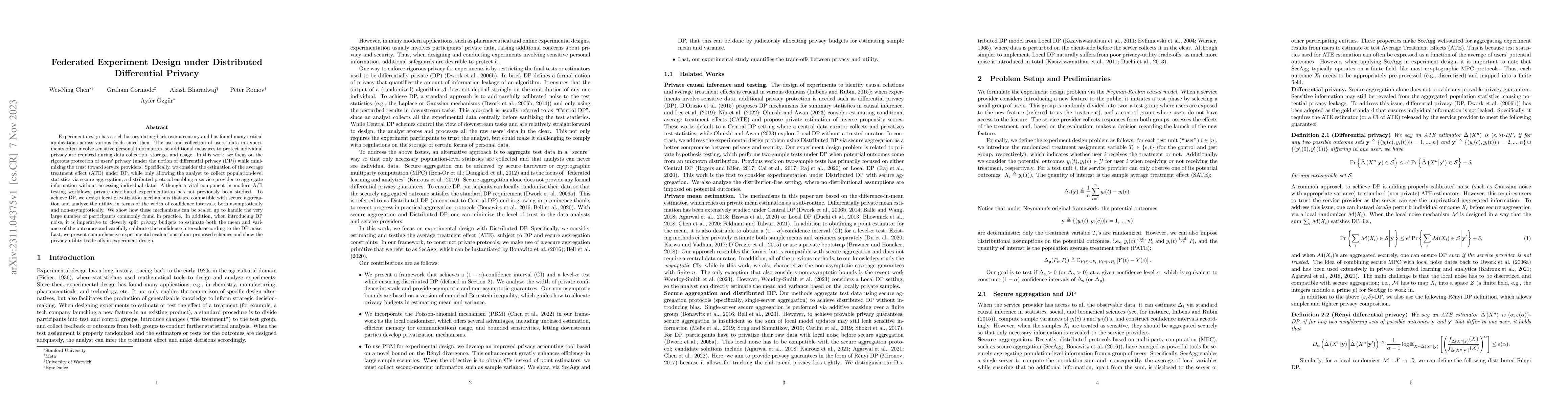Thumbnail for Federated Experiment Design under Distributed Differential Privacy