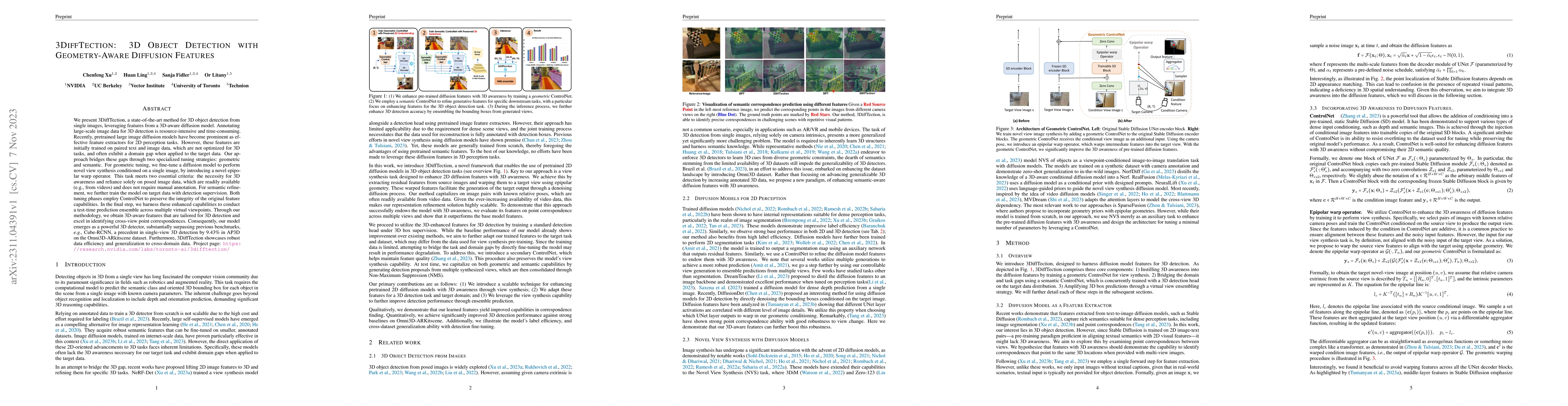 Thumbnail for 3DiffTection: 3D Object Detection with Geometry-Aware Diffusion Features