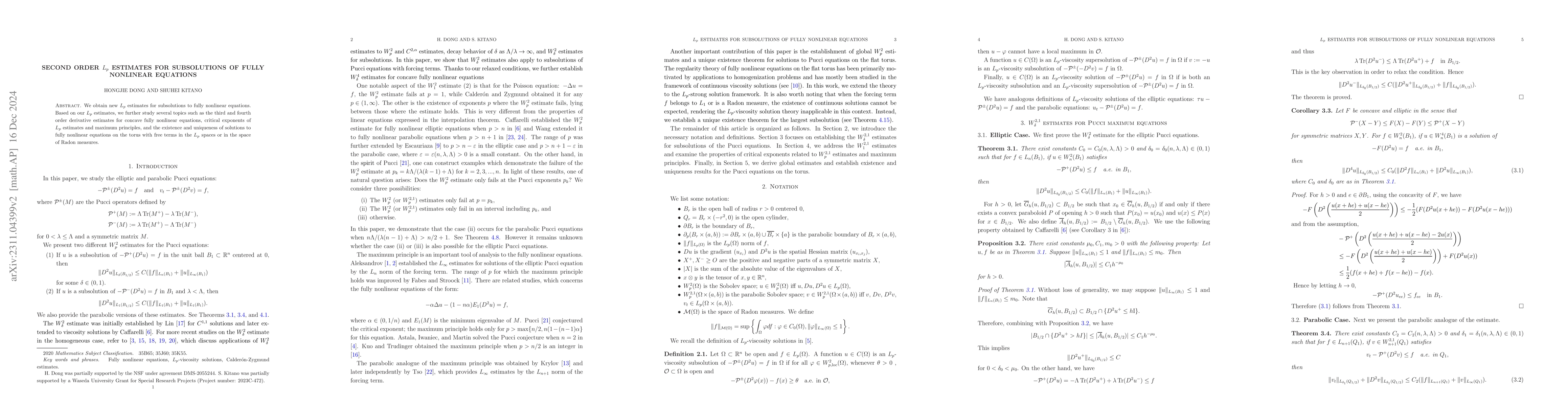 Thumbnail for Second order $L_p$ estimates for subsolutions of fully nonlinear
  equations