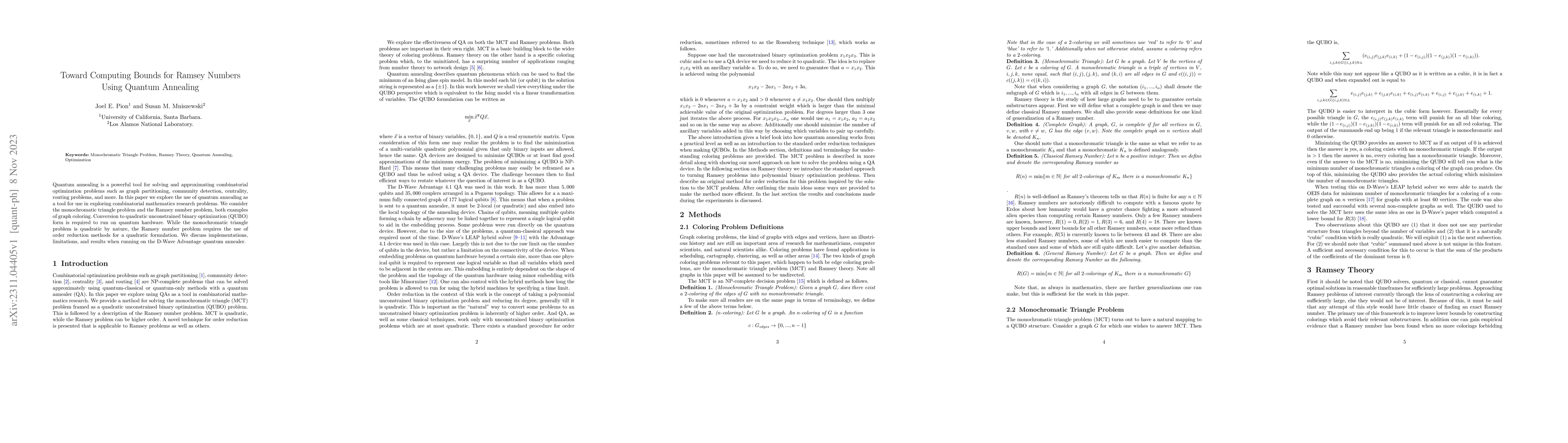 Thumbnail for Toward Computing Bounds for Ramsey Numbers Using Quantum Annealing