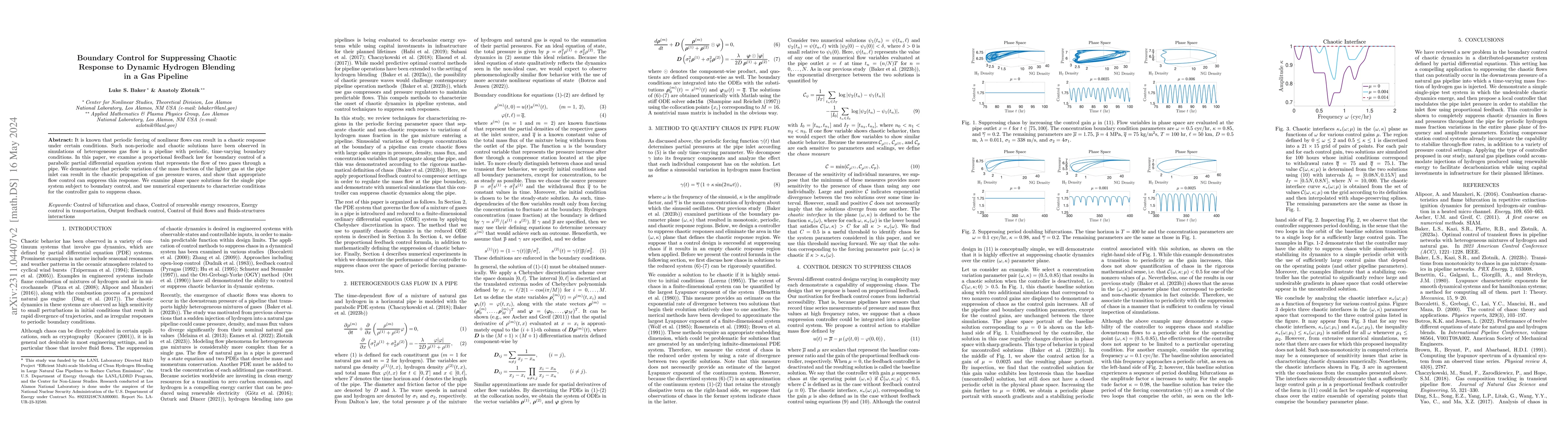 Thumbnail for Boundary Control for Suppressing Chaotic Response to Dynamic Hydrogen
  Blending in a Gas Pipeline