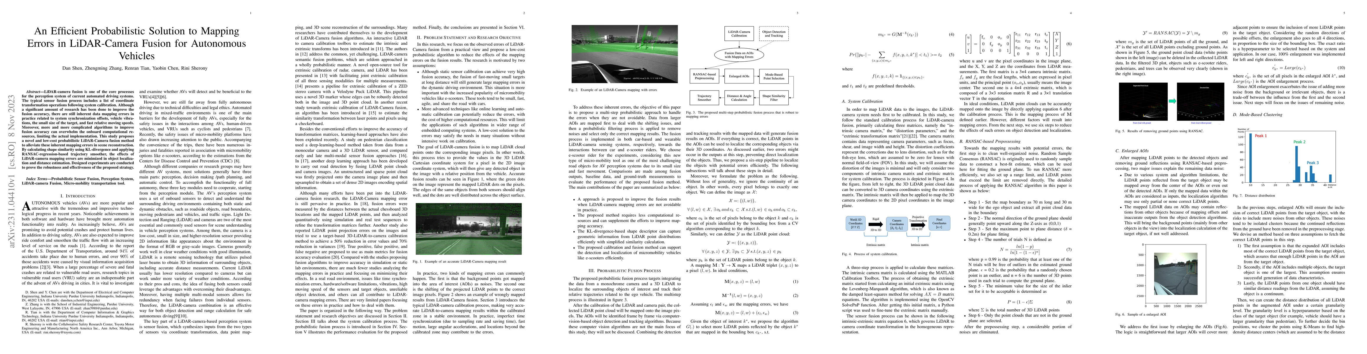 Thumbnail for An Efficient Probabilistic Solution to Mapping Errors in LiDAR-Camera
  Fusion for Autonomous Vehicles
