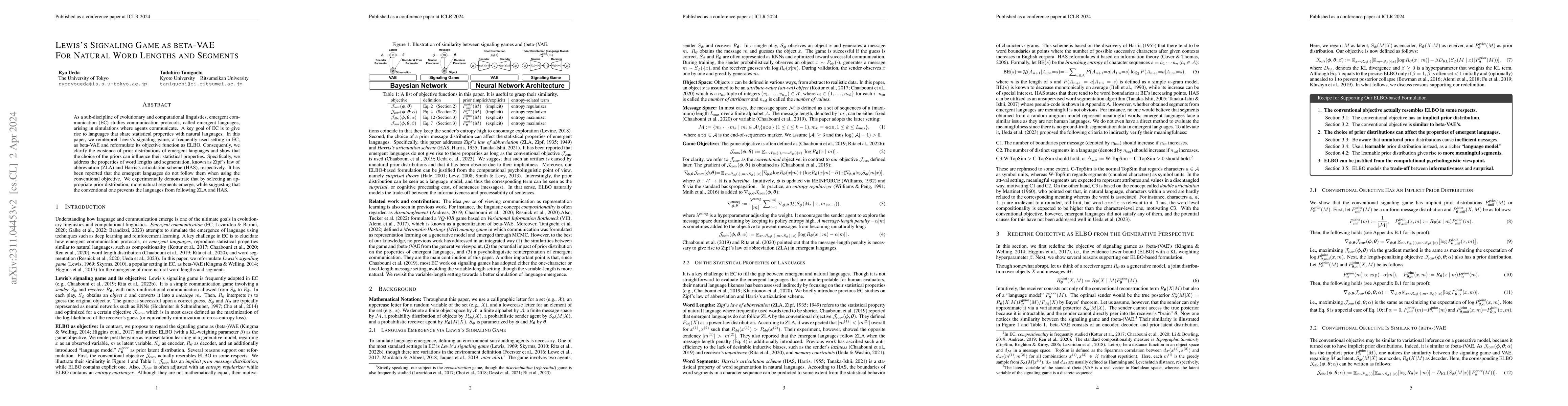 Thumbnail for Lewis's Signaling Game as beta-VAE For Natural Word Lengths and Segments