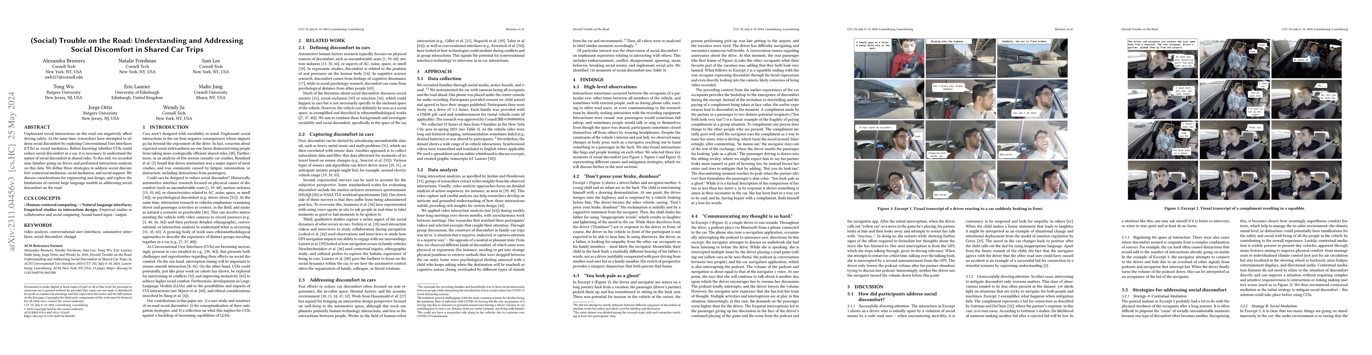 Thumbnail for (Social) Trouble on the Road: Understanding and Addressing Social
  Discomfort in Shared Car Trips