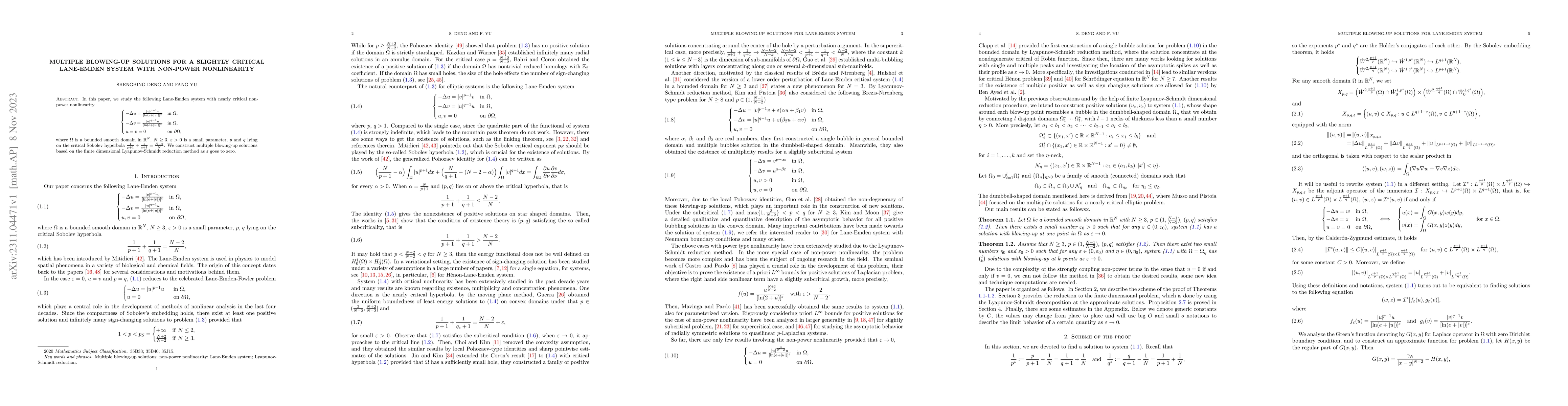 Thumbnail for Multiple blowing-up solutions for a slightly critical Lane-Emden system
  with non-power nonlinearity