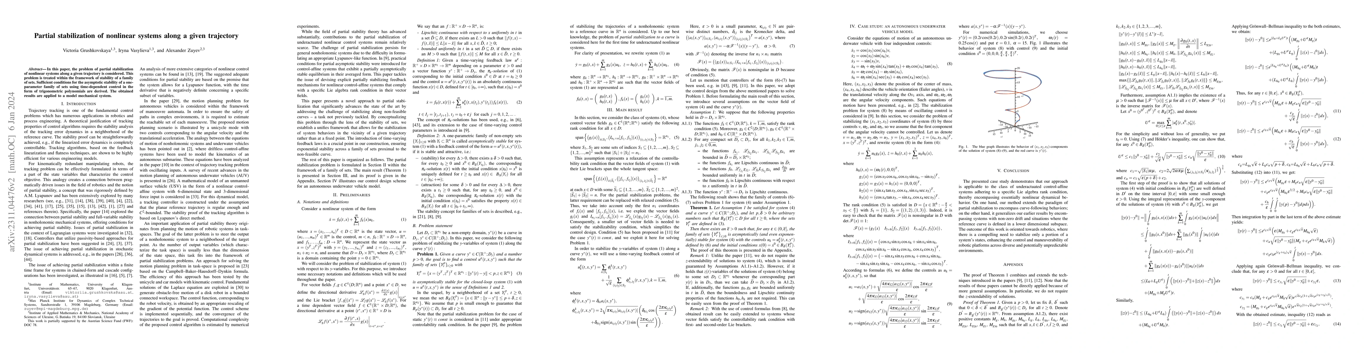 Thumbnail for Partial stabilization of nonlinear systems along a given trajectory
