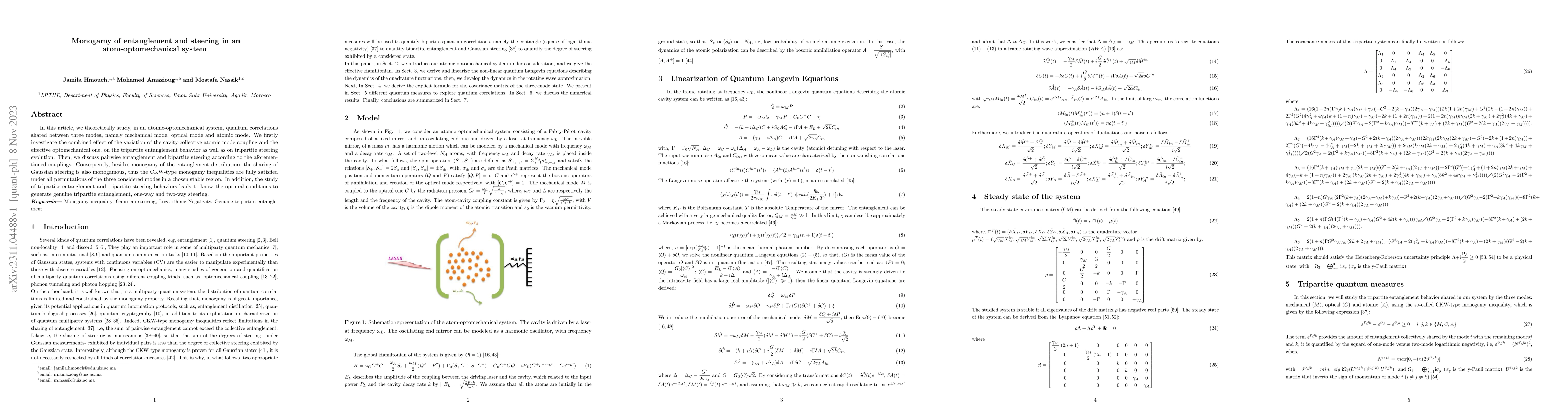 Thumbnail for Monogamy of entanglement and steering in an atom-optomechanical system