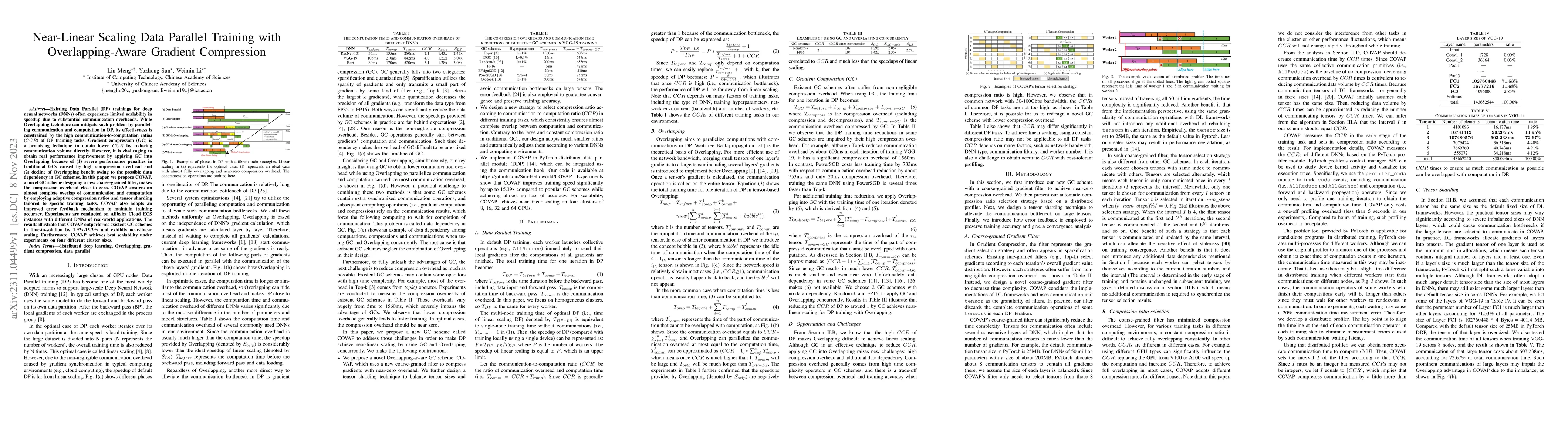 Thumbnail for Near-Linear Scaling Data Parallel Training with Overlapping-Aware
  Gradient Compression