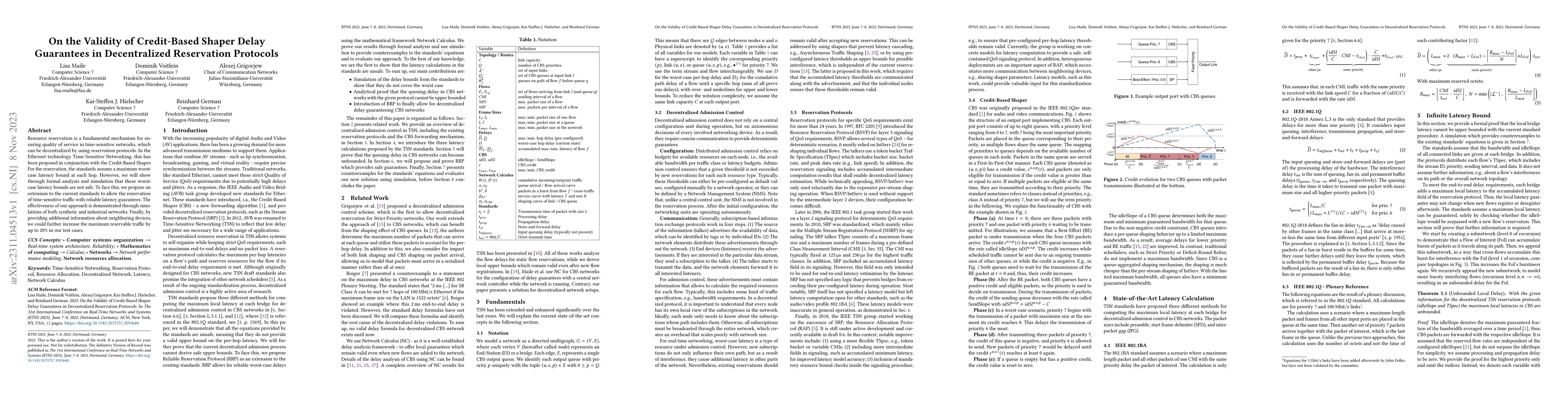 Thumbnail for On the Validity of Credit-Based Shaper Delay Guarantees in Decentralized
  Reservation Protocols