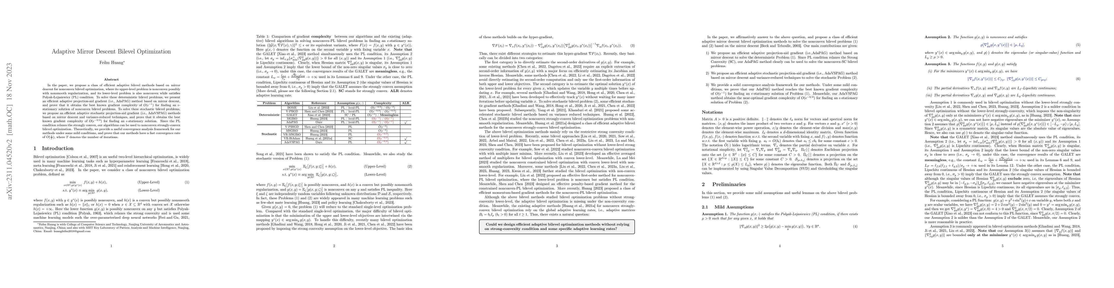 Thumbnail for Adaptive Mirror Descent Bilevel Optimization