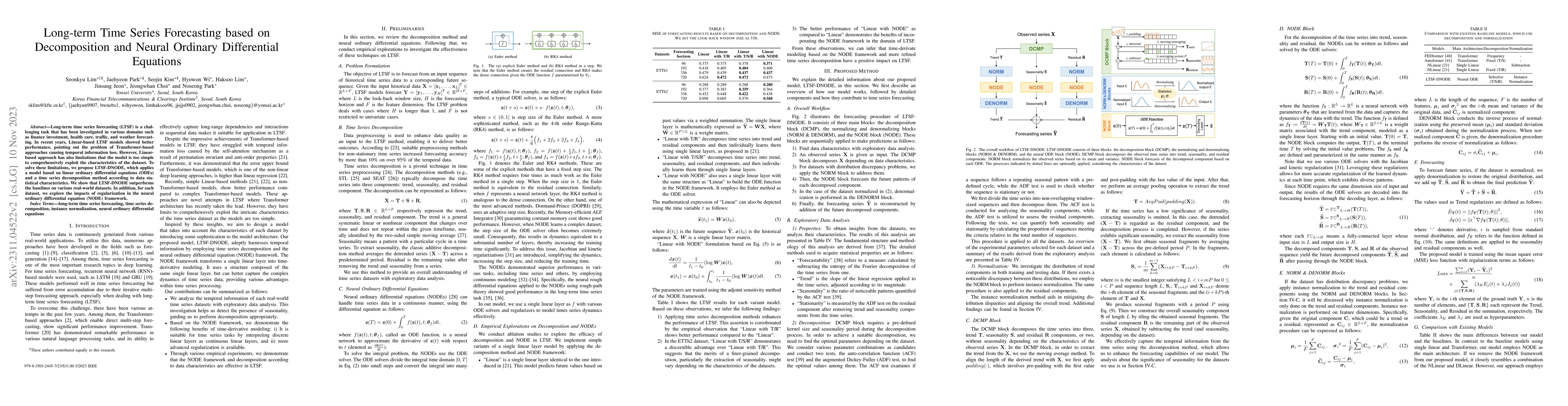 Thumbnail for Long-term Time Series Forecasting based on Decomposition and Neural
  Ordinary Differential Equations