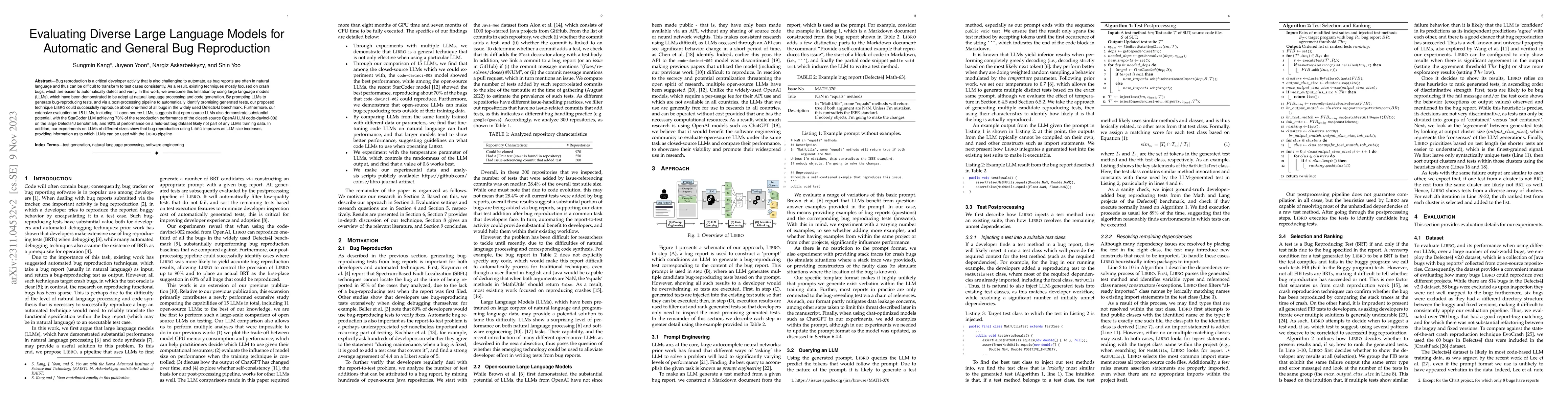 Thumbnail for Evaluating Diverse Large Language Models for Automatic and General Bug
  Reproduction