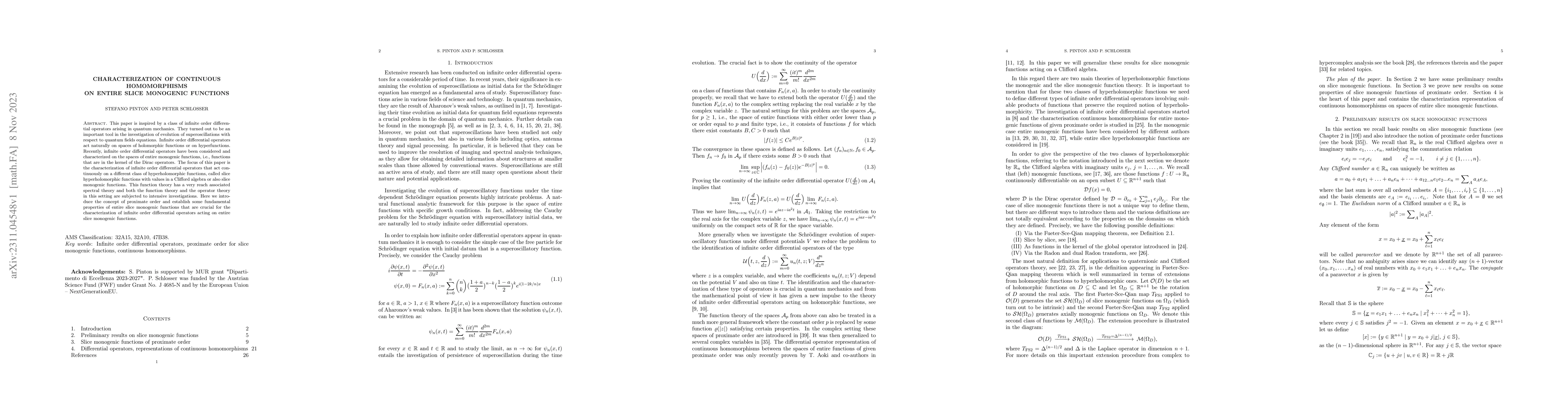 Thumbnail for Characterization of continuous homomorphisms on entire slice monogenic
  functions