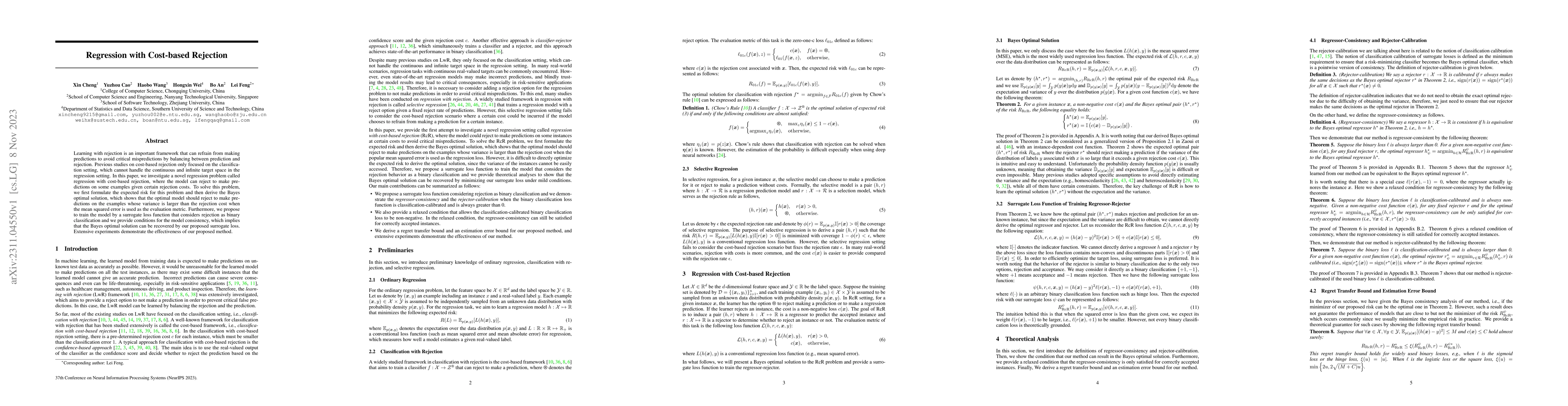 Thumbnail for Regression with Cost-based Rejection