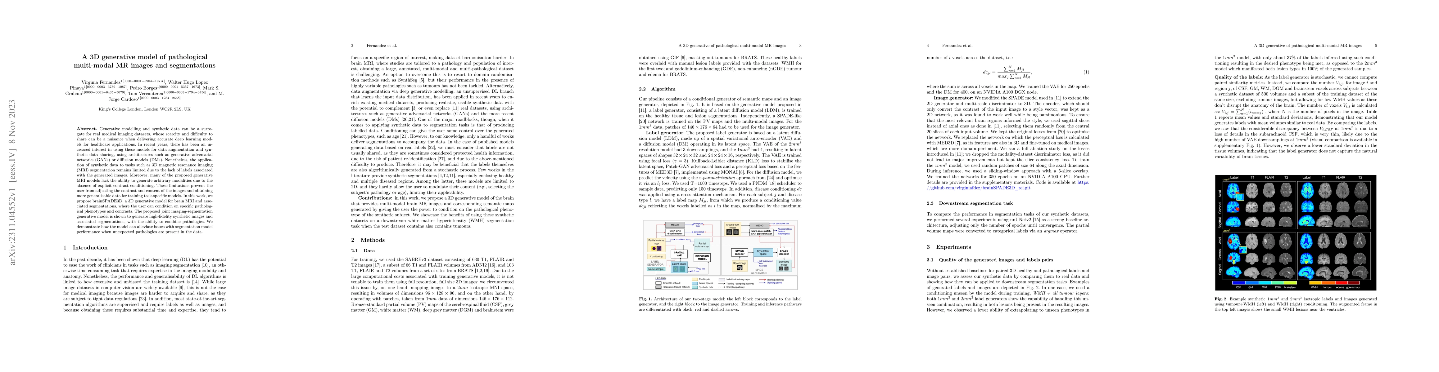 Thumbnail for A 3D generative model of pathological multi-modal MR images and
  segmentations