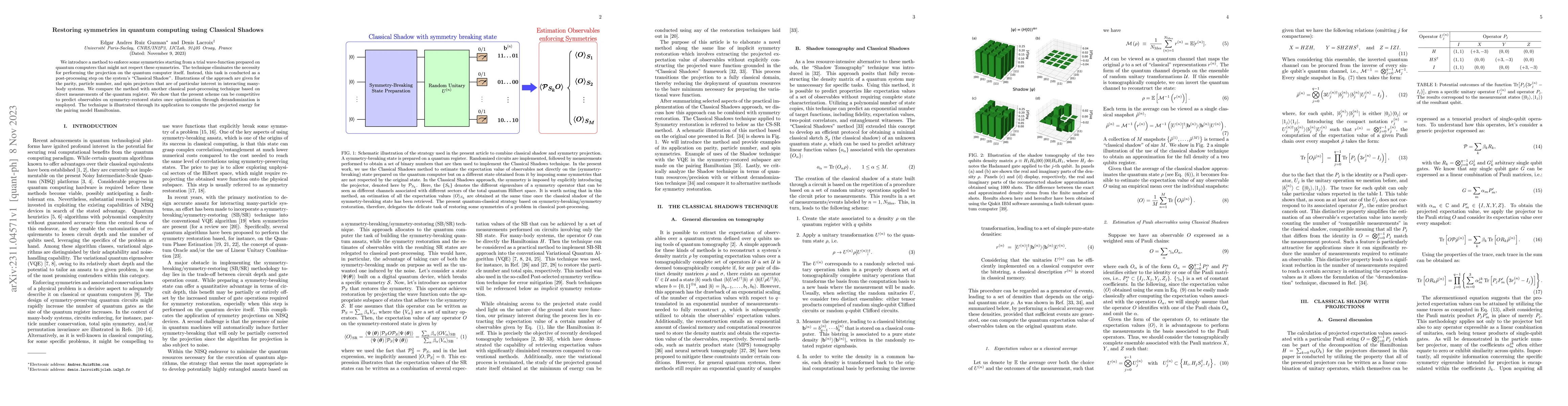 Thumbnail for Restoring symmetries in quantum computing using Classical Shadows
