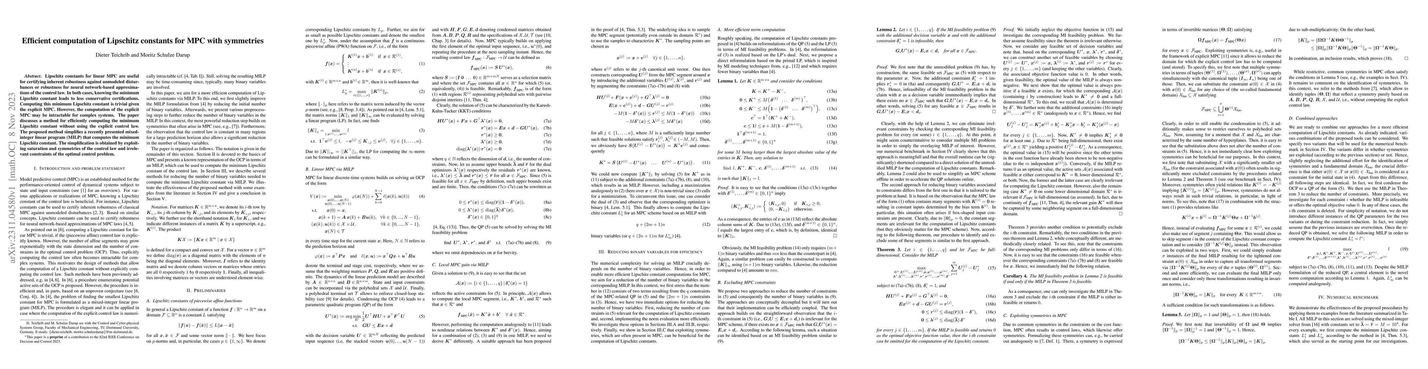 Thumbnail for Efficient computation of Lipschitz constants for MPC with symmetries
