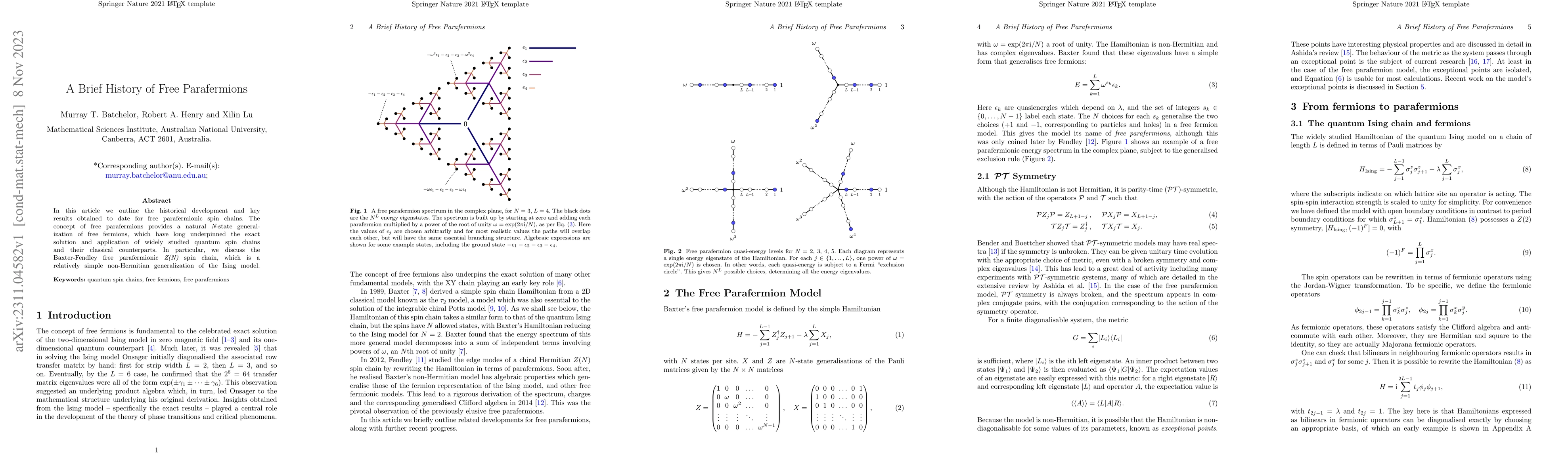 Thumbnail for A Brief History of Free Parafermions