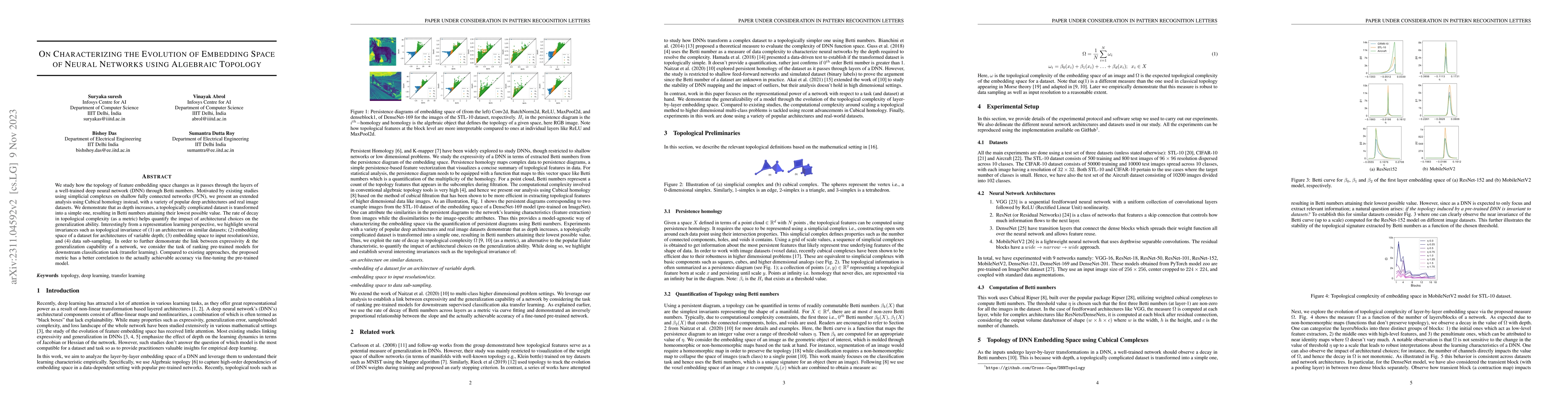 Thumbnail for On Characterizing the Evolution of Embedding Space of Neural Networks
  using Algebraic Topology