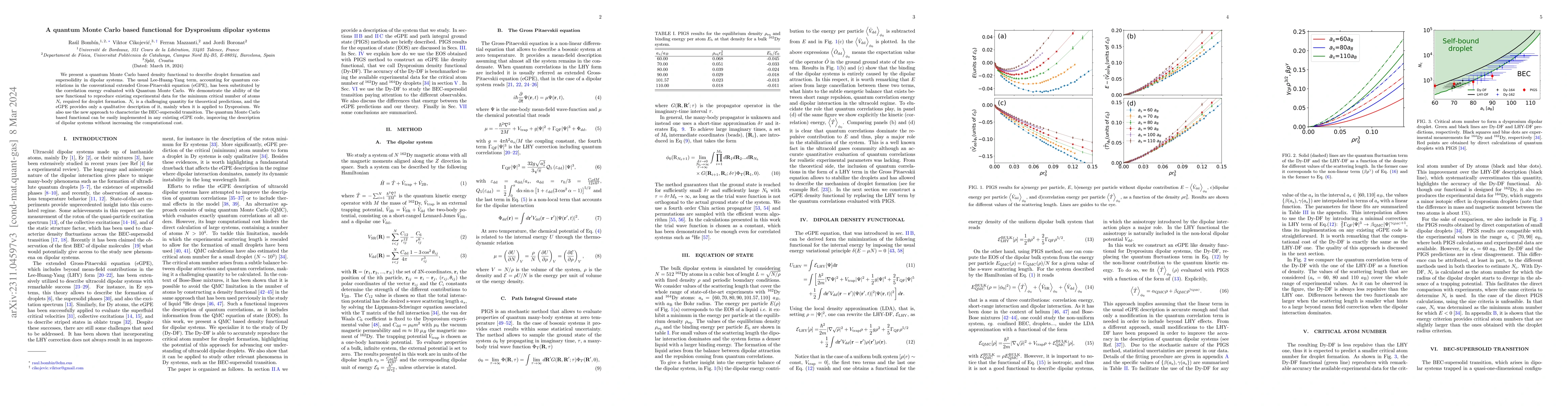 Thumbnail for A quantum Monte Carlo based density functional for Dysprosium dipolar
  system