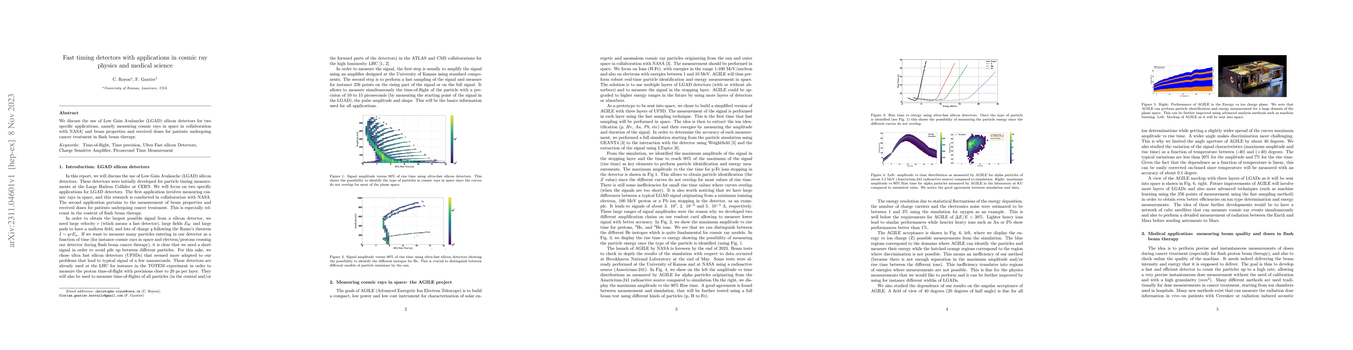 Thumbnail for Fast timing detectors with applications in cosmic ray physics and
  medical science