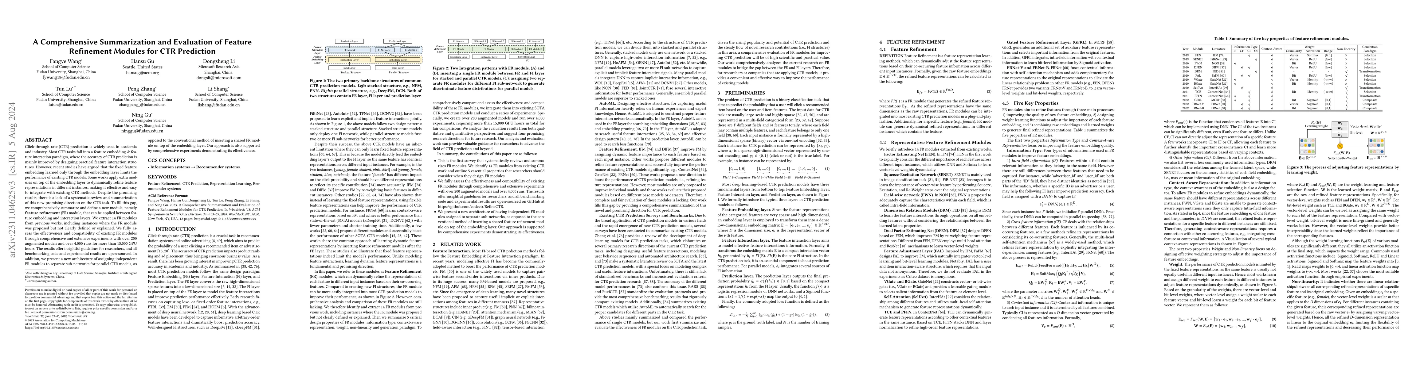 Thumbnail for A Comprehensive Summarization and Evaluation of Feature Refinement
  Modules for CTR Prediction