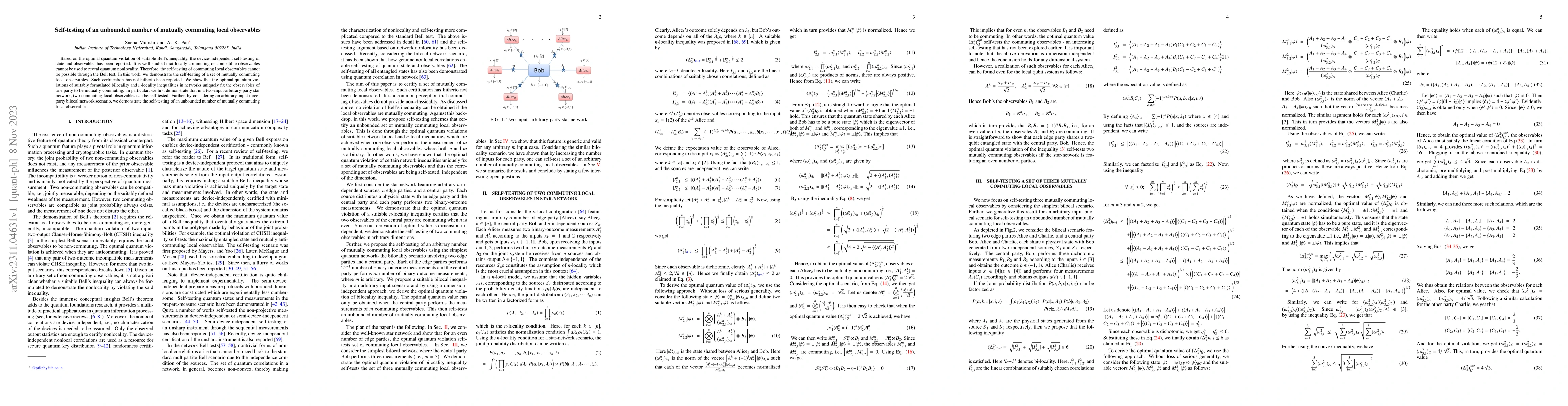 Thumbnail for Self-testing of an unbounded number of mutually commuting local
  observables