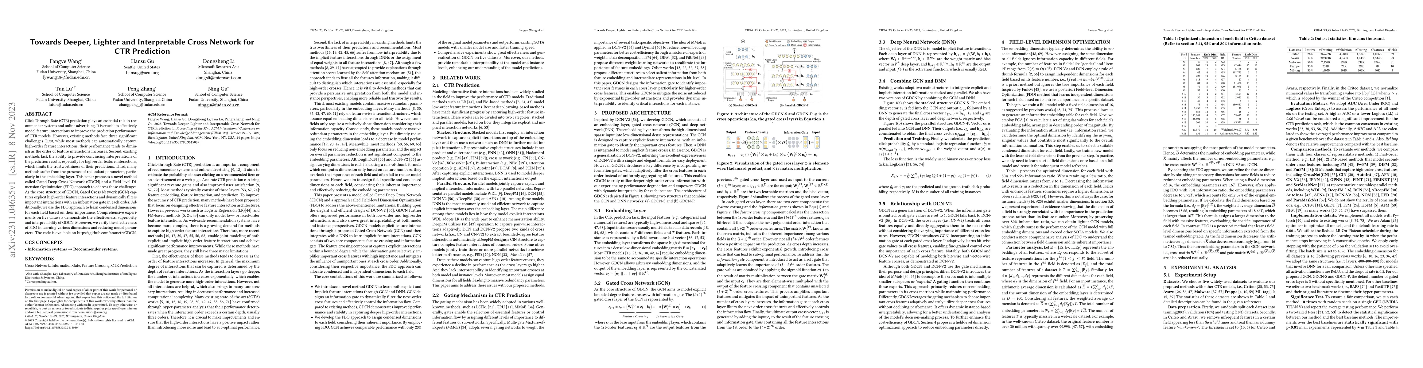 Thumbnail for Towards Deeper, Lighter and Interpretable Cross Network for CTR
  Prediction