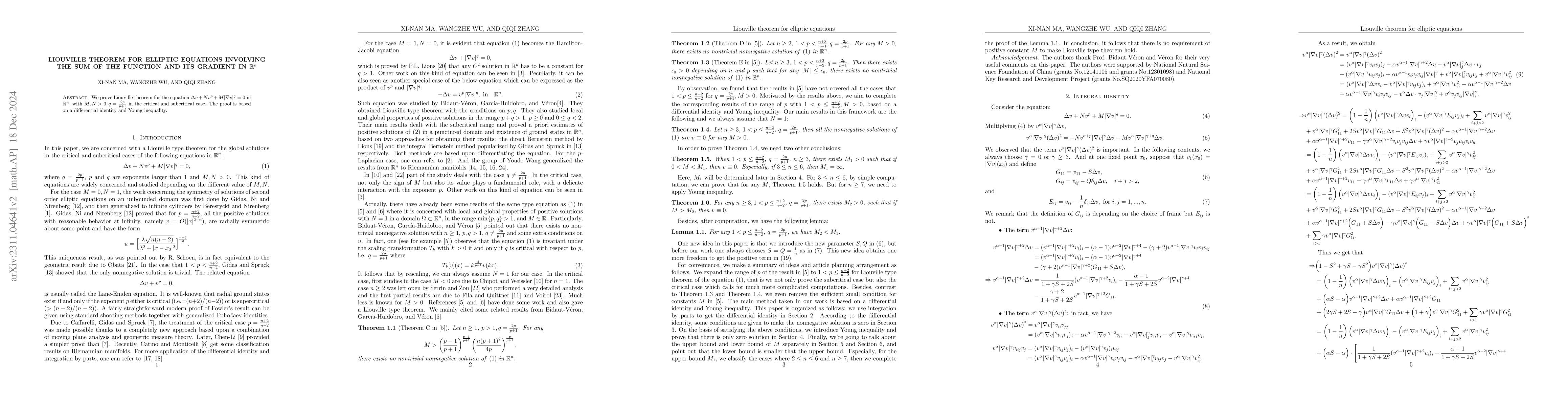 Thumbnail for Liouville theorem for elliptic equations involving the sum of the
  function and its gradient in $\mathbb R^n$