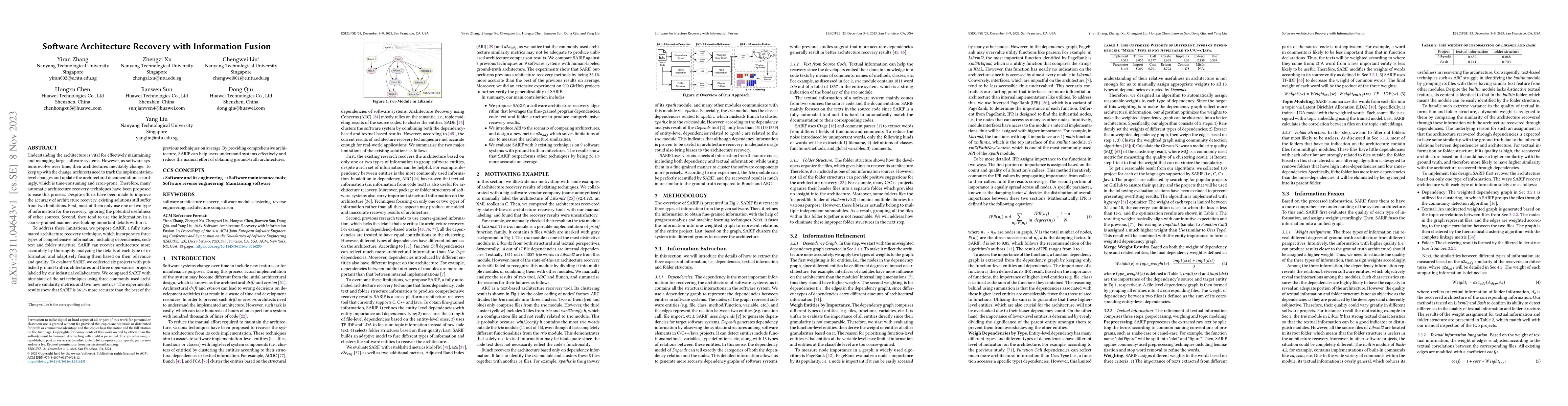 Thumbnail for Software Architecture Recovery with Information Fusion