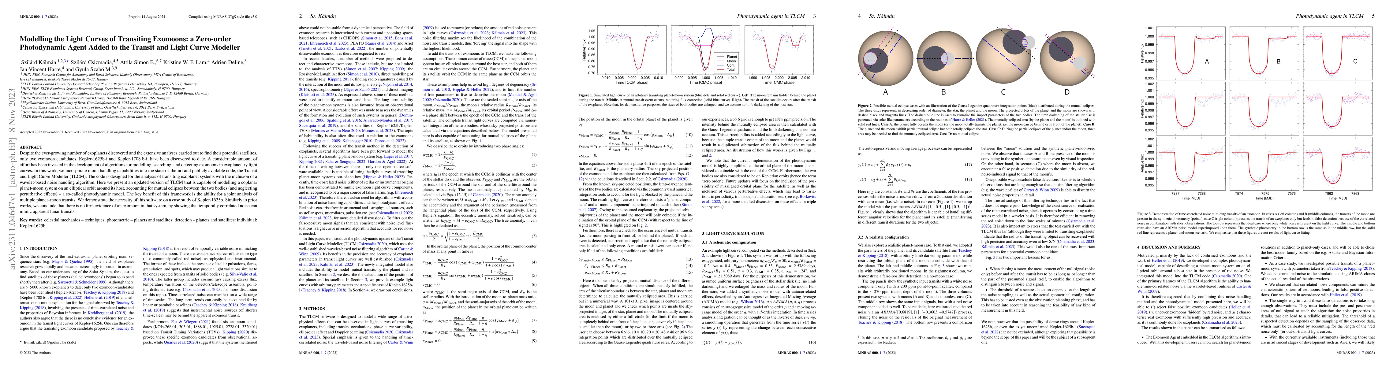 Thumbnail for Modelling the Light Curves of Transiting Exomoons: a Zero-order
  Photodynamic Agent Added to the Transit and Light Curve Modeller