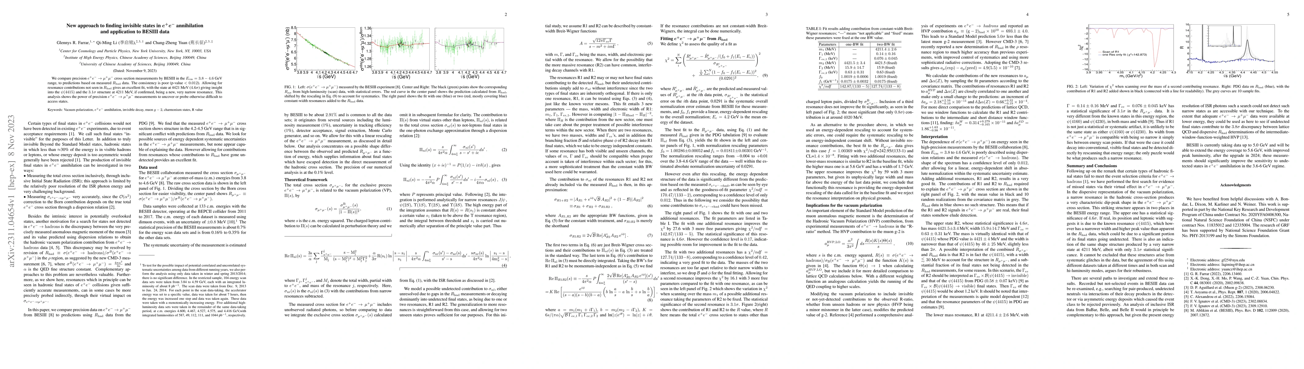 Thumbnail for New approach to finding invisible states in $e^+e^-$ annihilation and
  application to BESIII data