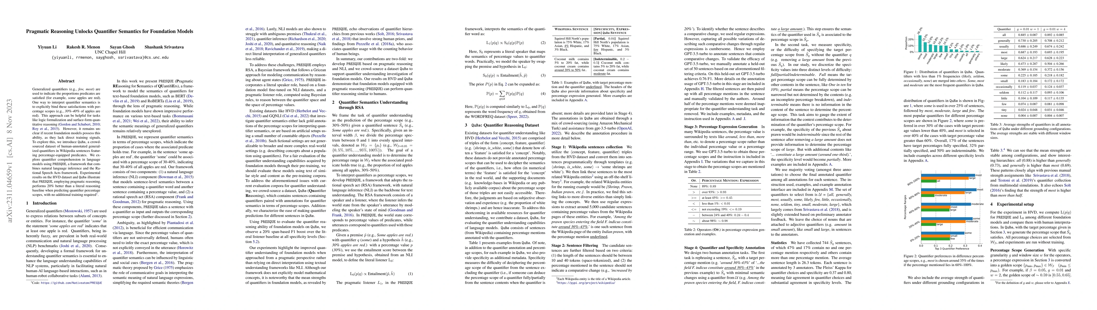 Thumbnail for Pragmatic Reasoning Unlocks Quantifier Semantics for Foundation Models