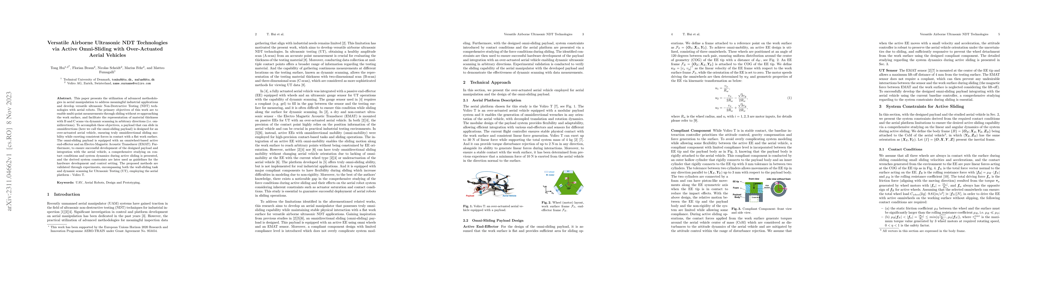 Thumbnail for Versatile Airborne Ultrasonic NDT Technologies via Active Omni-Sliding
  with Over-Actuated Aerial Vehicles