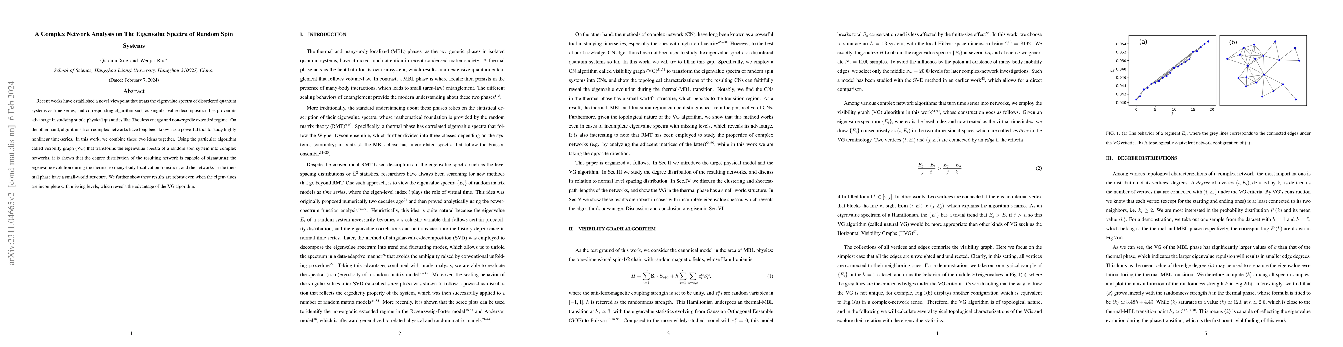 Thumbnail for A Complex Network Analysis on The Eigenvalue Spectra of Random Spin
  Systems