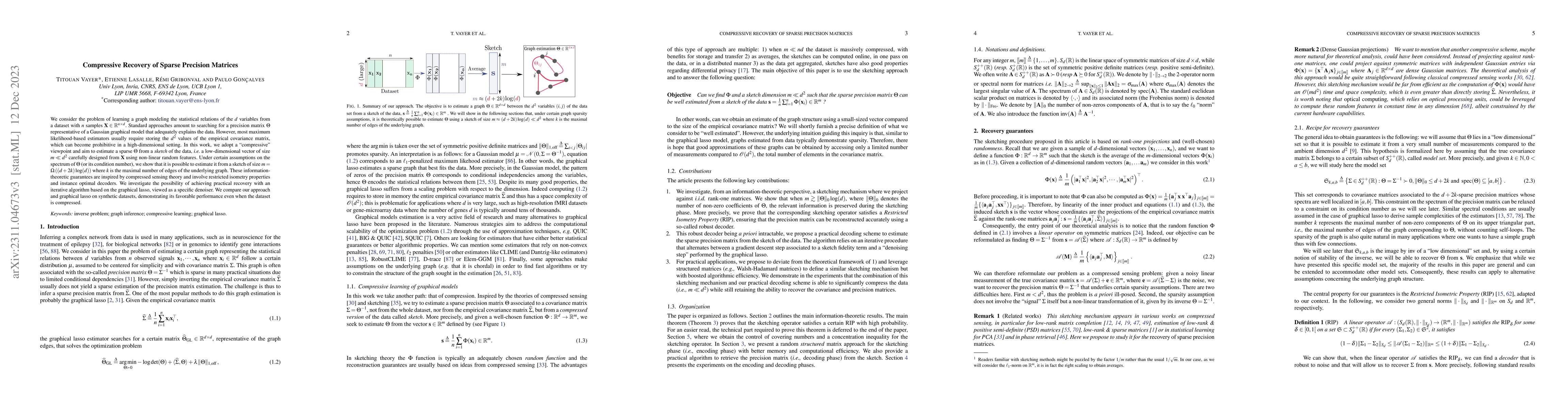 Thumbnail for Compressive Recovery of Sparse Precision Matrices