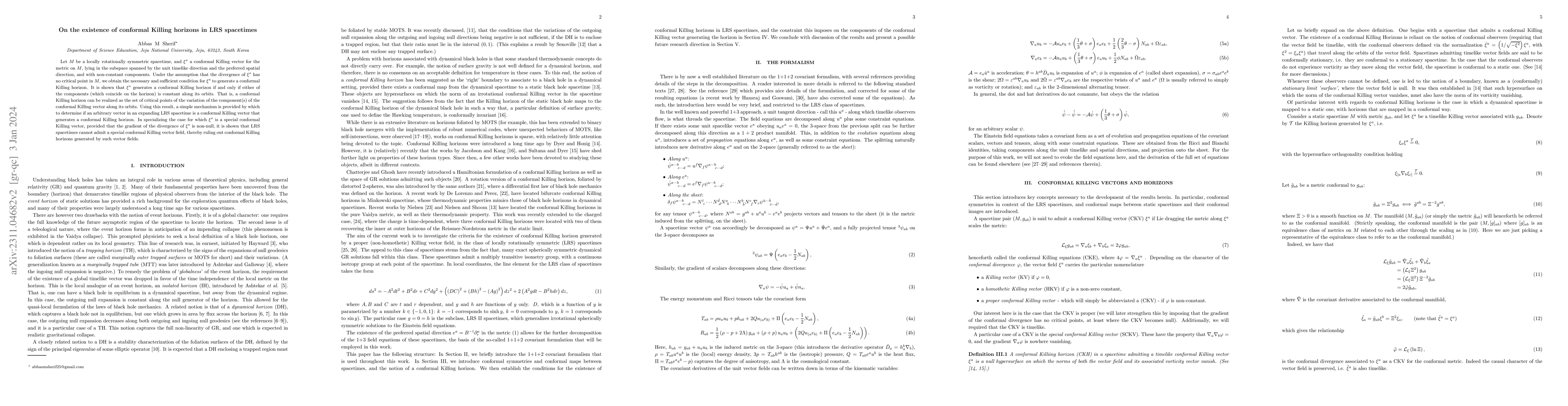 Thumbnail for On the existence of conformal Killing horizons in LRS spacetimes
