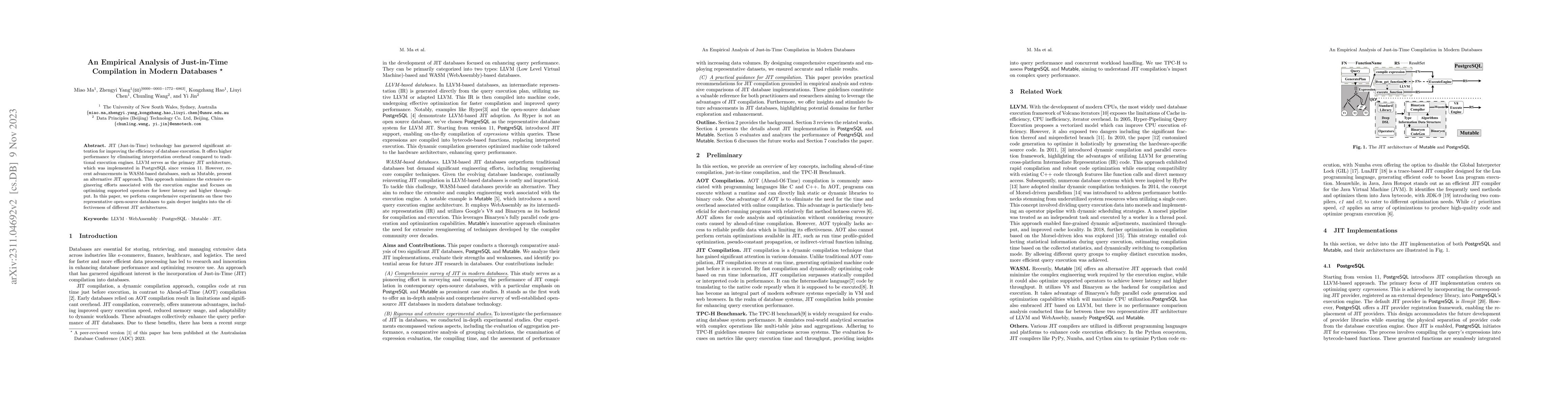 Thumbnail for An Empirical Analysis of Just-in-Time Compilation in Modern Databases