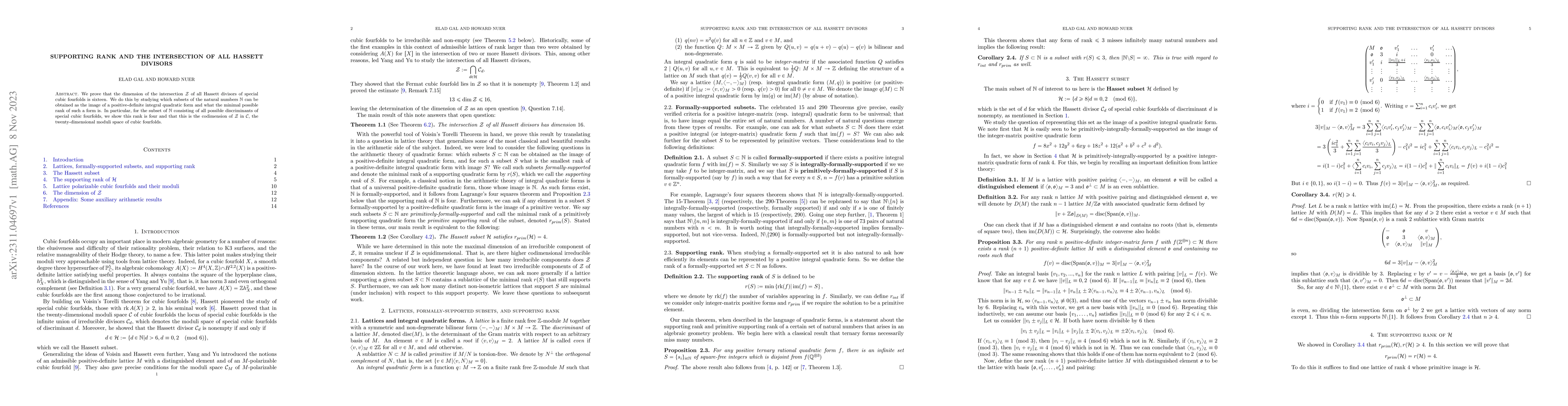 Thumbnail for Supporting rank and the intersection of all Hassett Divisors