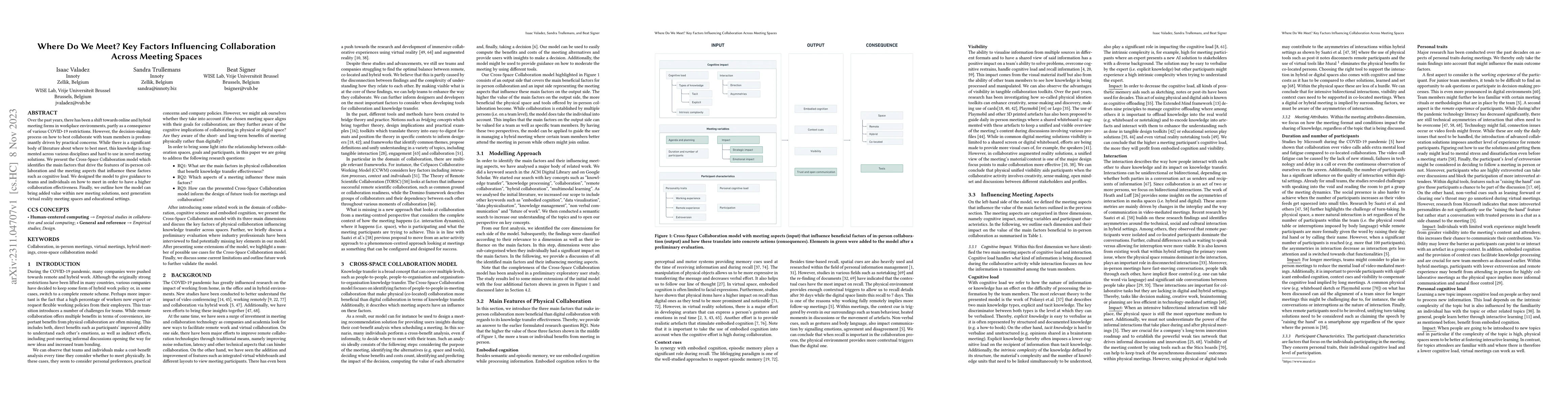 Thumbnail for Where Do We Meet? Key Factors Influencing Collaboration Across Meeting
  Spaces
