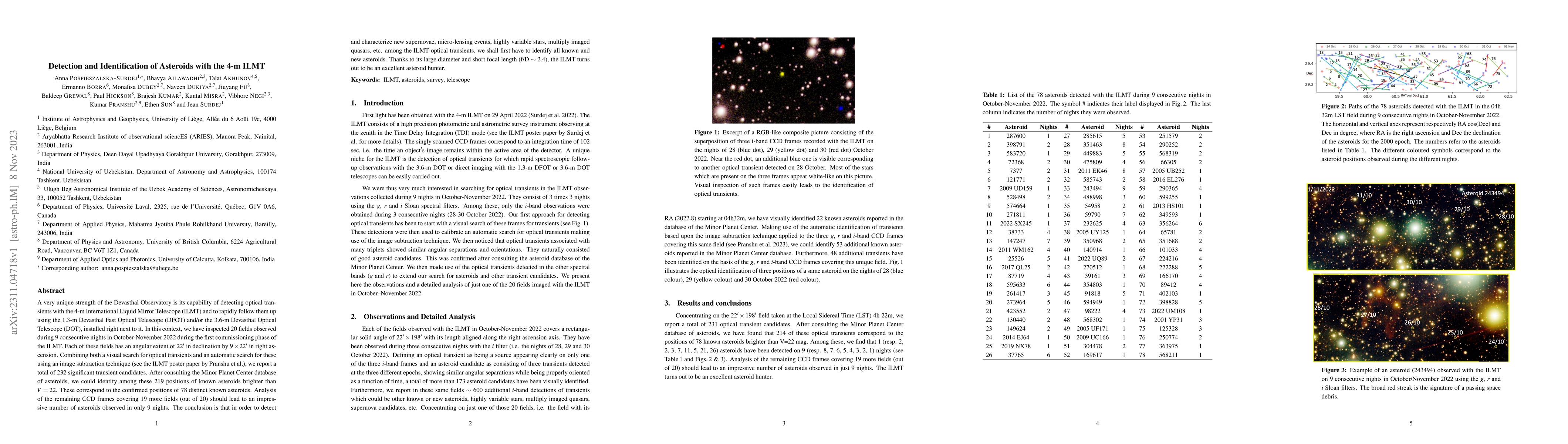 Thumbnail for Detection and Identification of Asteroids with the 4-m ILMT